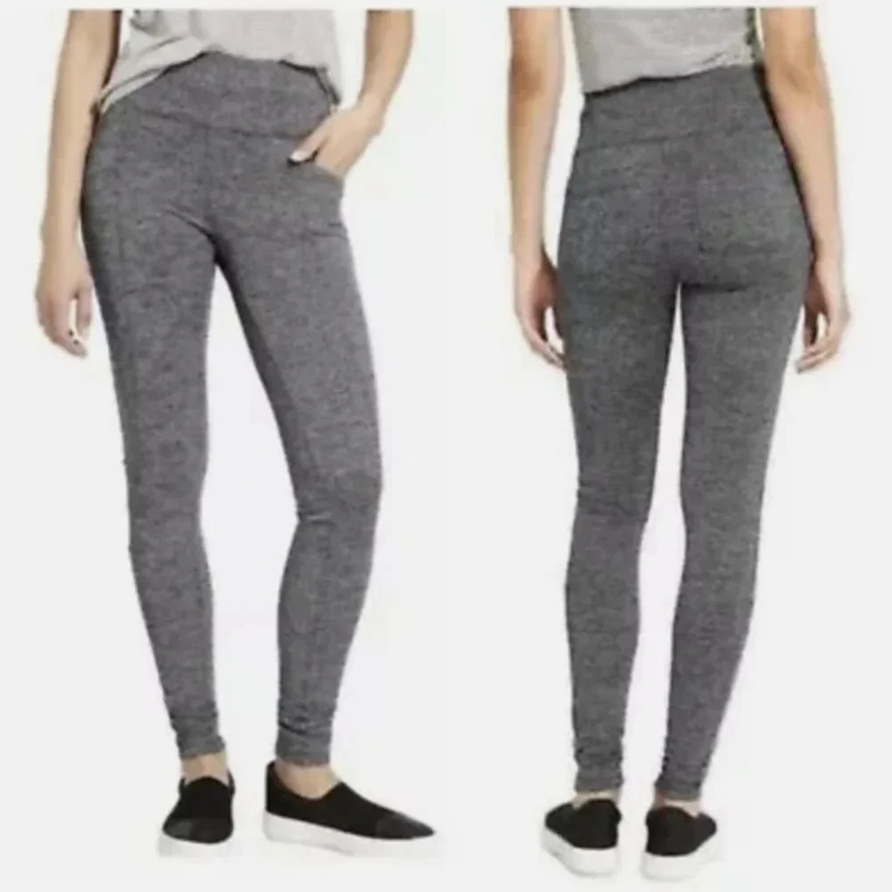 Athleta Herringbone Metro High Waisted Leggings, Color Black/ Gray Size M